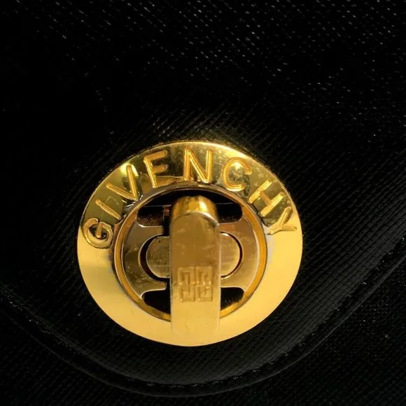 AUTHENTIC GIVENCHY Shoulder Bag vintage Hand Bag Leather Black/GoldHardware